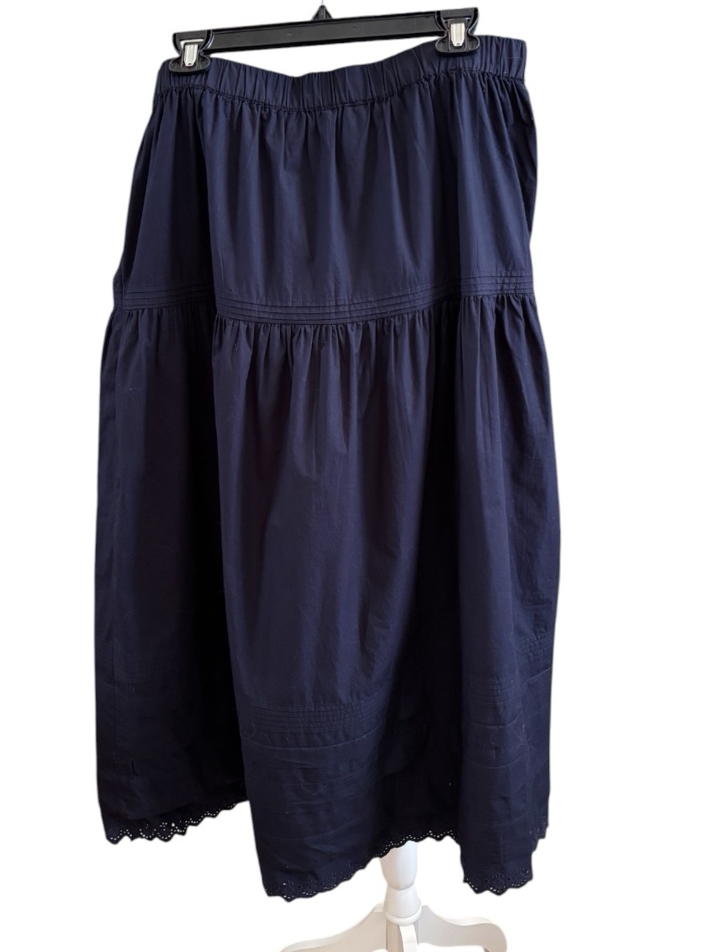 Quince 100% Organic Cotton Poplin Pintuck Maxi Skirt in Navy Blue Size XL. NWT - Picture 8 of 14